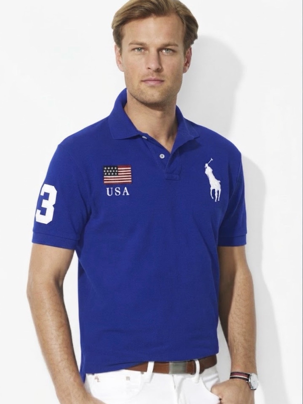Polo Ralph Lauren Big Pony USA Flag Blue Polo Shirt Chief Keef men’s Large Y2K 3